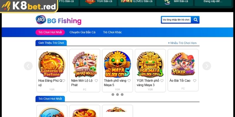 Bắn Cá BG - Sảnh Chơi Săn Thưởng Đỉnh Cao Tại K8bet 1 Tổng quan sảnh Bắn Cá BG tại K8bet
