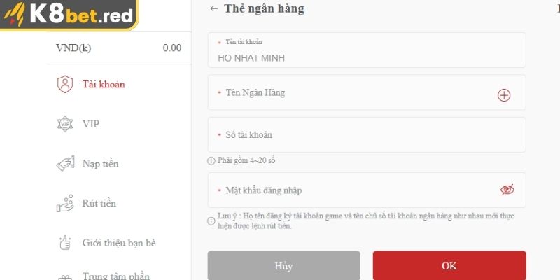 Rút Tiền K8bet - Hướng Dẫn Và Cách Đảm Bảo Giao Dịch An Toàn 1 Sử dụng tài khoản ngân hàng